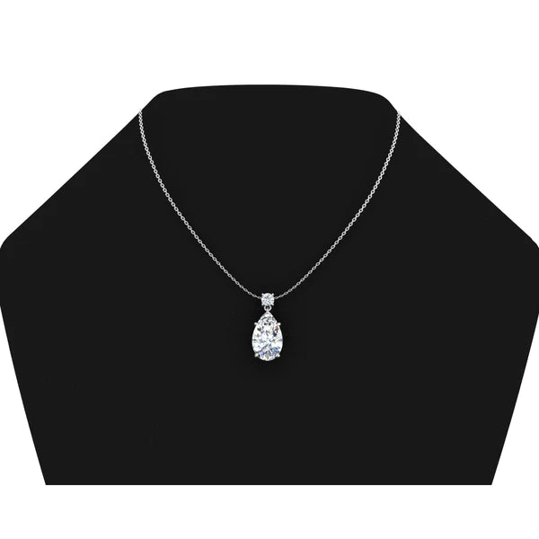 Collier Pendentif Femme Or Poire & Réel Diamants Ronds