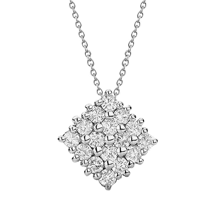 Collier Pendentif Grappe De Naturel Diamants Coupe Ronde En Or Blanc 4 Carats 14K
