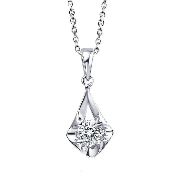 Collier Pendentif Naturel Diamant Rond 1.25 Carat Or Blanc 14K