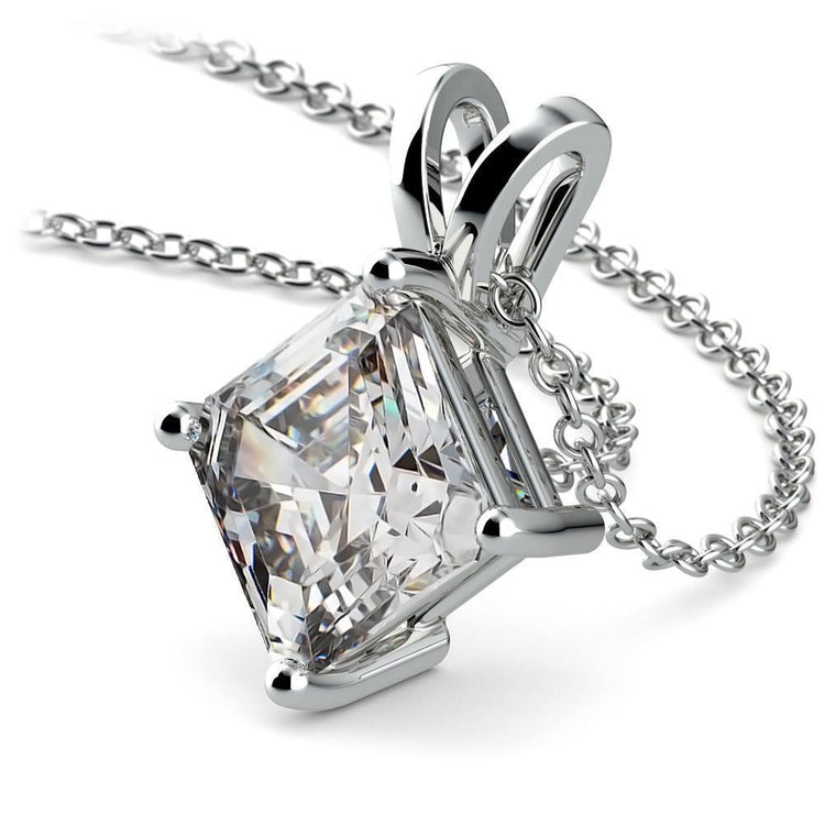 Collier Pendentif Naturel Diamant Solitaire Asscher 2.50 Carats Or Blanc 14K