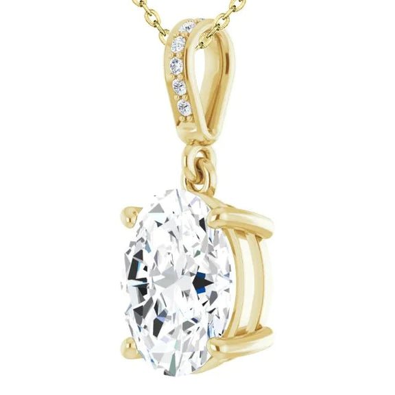 Collier Pendentif Or Jaune 14K 3.25 Carats Naturel Diamants