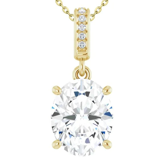 Collier Pendentif Or Jaune 14K Naturel Diamants Scintillants