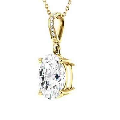 Collier Pendentif Or Jaune 14K 3.25 Carats Naturel Diamants Scintillants
