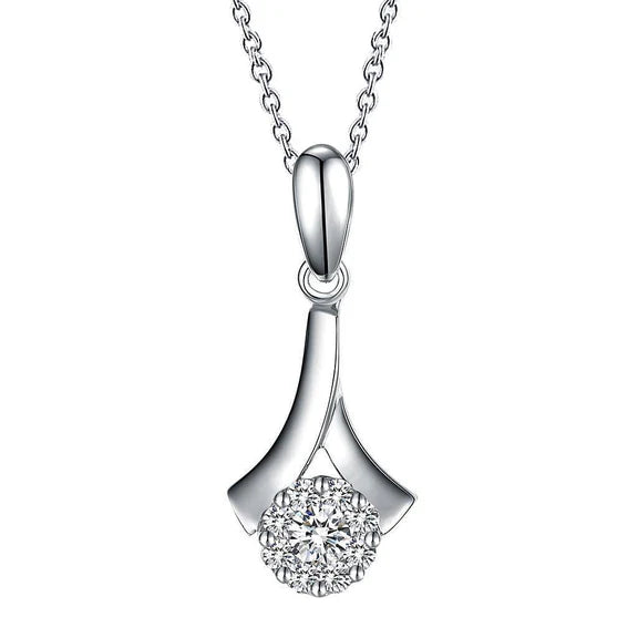 Collier Pendentif Réel Diamant Etincelant De Coupe Ronde En Or Blanc De 3.50 Carats 14K