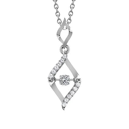 Collier Pendentif Réel Diamant Rond 2.20 Carats Or Blanc 14K