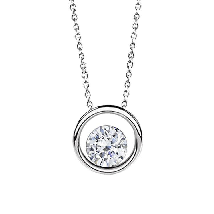 Collier Pendentif Réel Diamant Solitaire Coupe Ronde F Vs1 1.25 Carat WG 14K