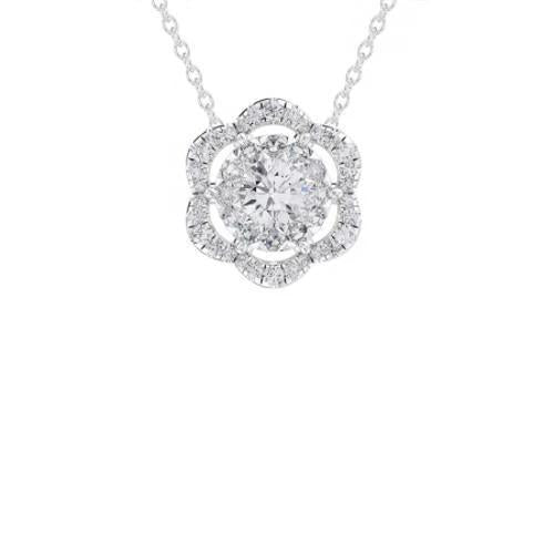 Collier Pendentif Réel Diamants 3.00 Carats Or Blanc 14K