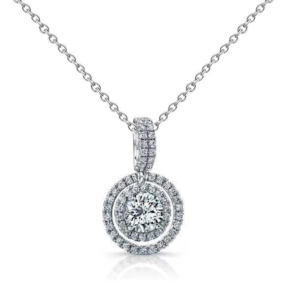Collier Pendentif Réel Diamants Ronds Taille Brillant De 2.07 Cts