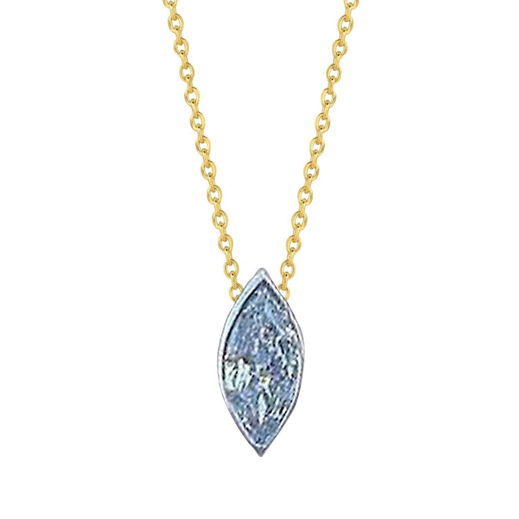Collier Pendentif Serti Clos Réel Diamant Taille Marquise 1.5 Ct Or Blanc