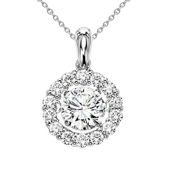 Collier Pendentif Véritable Diamants Ronds Etincelants De 3.50 Carats Wg 14K