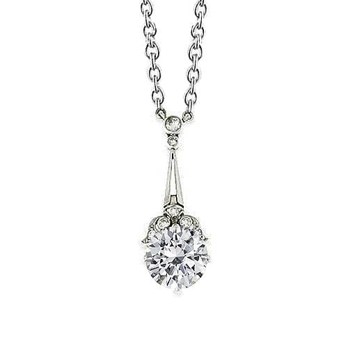Collier Pendentif Voyage Véritable Diamant 1.25 Carats Or Blanc 14K