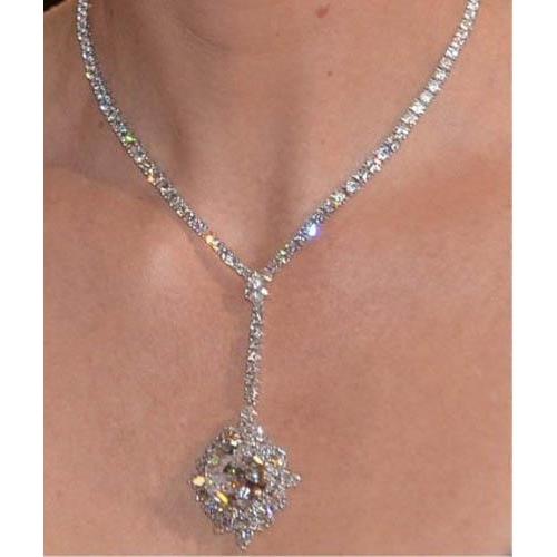 Collier Pour Femme Avec Naturel Diamants Ronds De 20 Carats Avec Chaîne