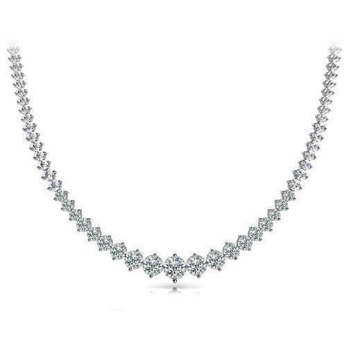 Collier Pour Femme En Or Blanc 14 Carats Avec Réel Diamants Coupe Ronde De 24.00 Cts