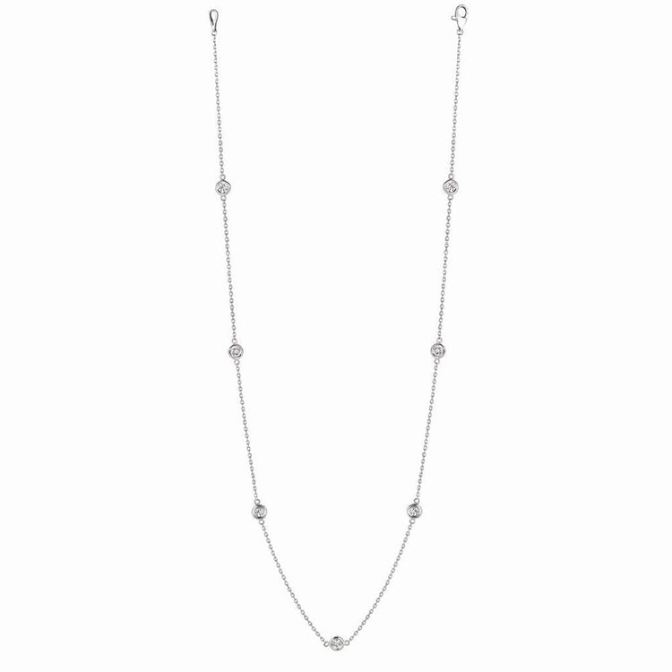 Collier Réel Diamant Station 3 Carats Or Blanc 14K