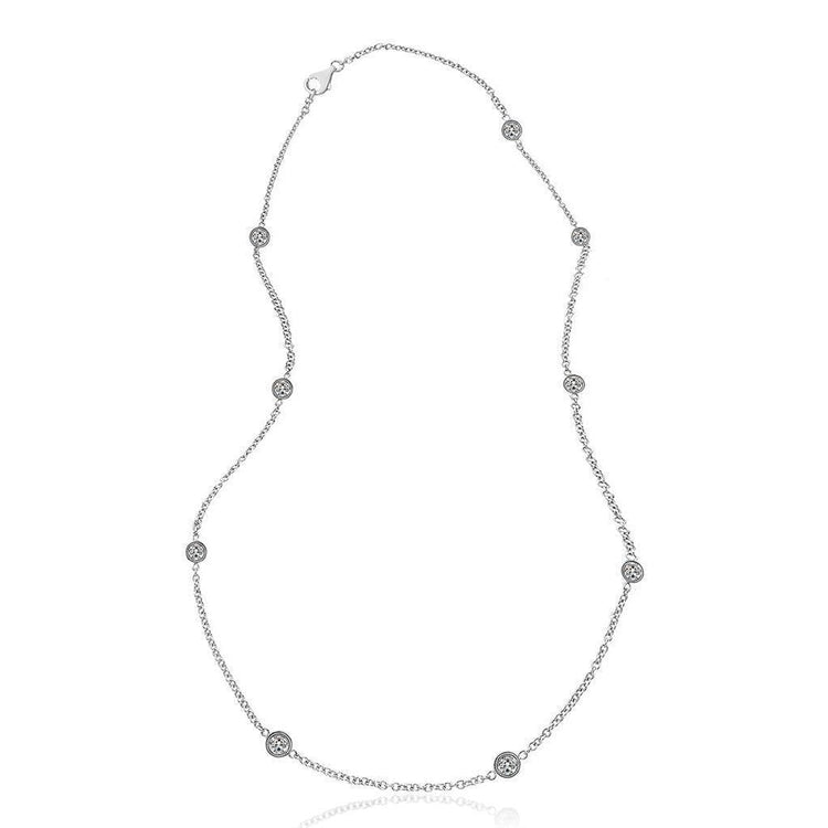 Collier Réel Diamants Par Yard Lunette Sertissage Milli Grain 46 cm 5.50 Carats