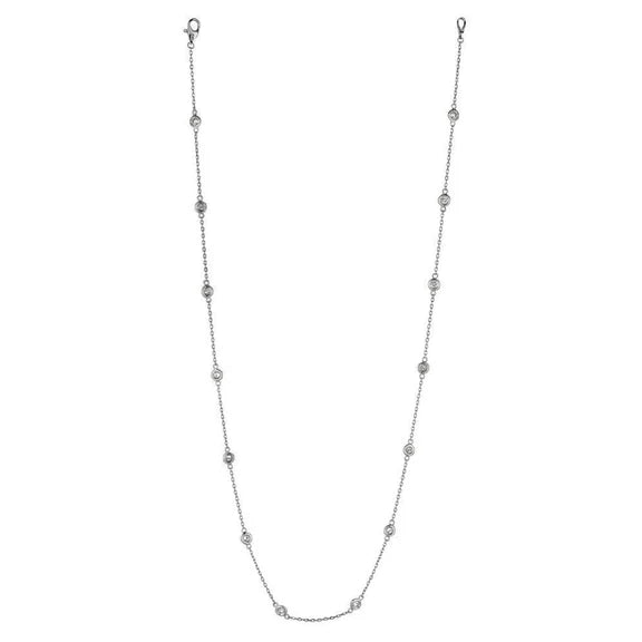 Collier Réel Diamants Serti Lunette 2 Carats Or Blanc 14K