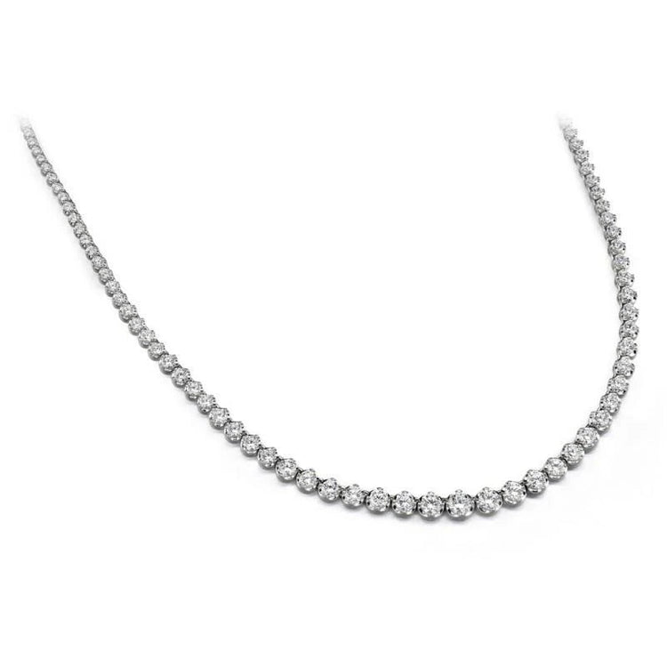 Collier Tennis 10 Carats Réel Diamants Ronds Or Blanc 14K