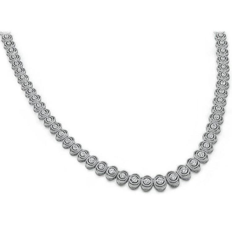 Collier Tennis Femme Or Blanc 14K Réel Diamants 12 Carats