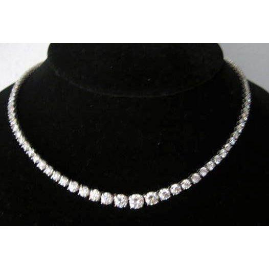 Collier Tennis Naturel Diamants Ronds Taille Brilliant 40.00 Ct Or Blanc 14K