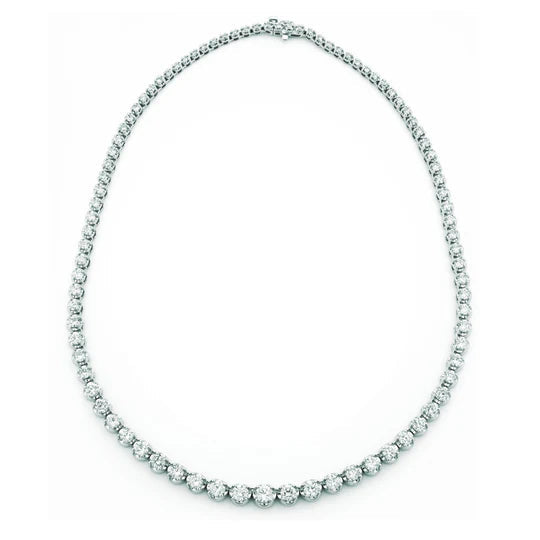 Collier Tennis Réel Diamant 10.35 Carats Or Blanc 14K Femme Bijoux