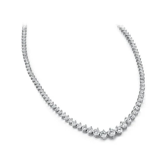 Collier Tennis Réel Diamant 5 Carats Or Blanc 14K
