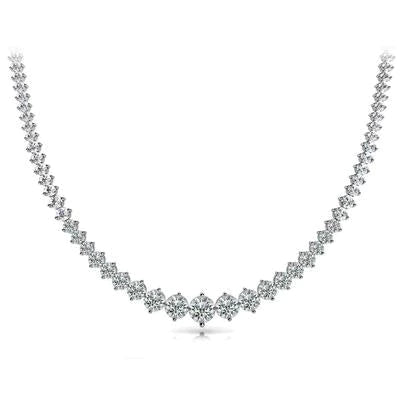 Collier Tennis Réel Diamant Rond En Or Blanc 14K Bijoux Femme 11 Carats
