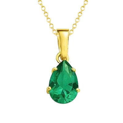 Collier pendentif grosse émeraude Vert en or jaune 13 carats 14K neuf