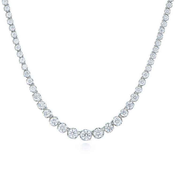 Collier pour femme en or blanc 14 carats avec diamants ronds scintillants de 15 ct