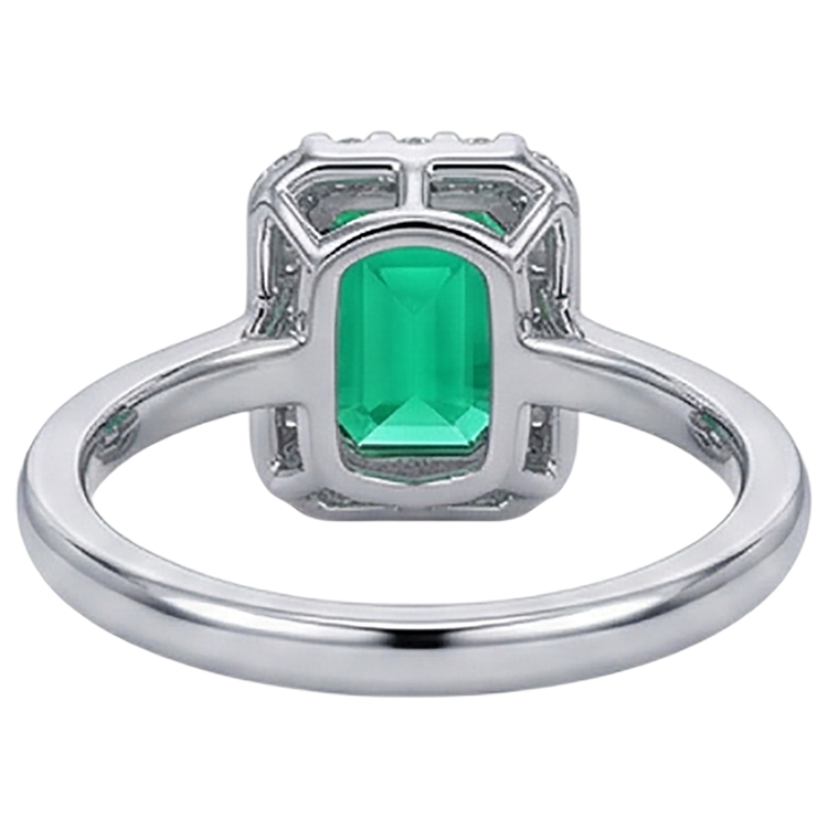 Taille à Degrés Émeraude bague en Or Bicolore 14 Carats – vue arrière