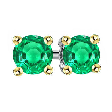 Émeraude Colombienne Gemstone Earring 2-carats Or 14K Bicolore – vue principale