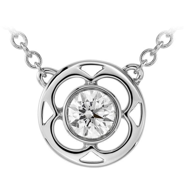 Coupe Ronde 1.50 Ct. Collier Pendentif Solitaire Naturel Diamant Or Blanc 14K