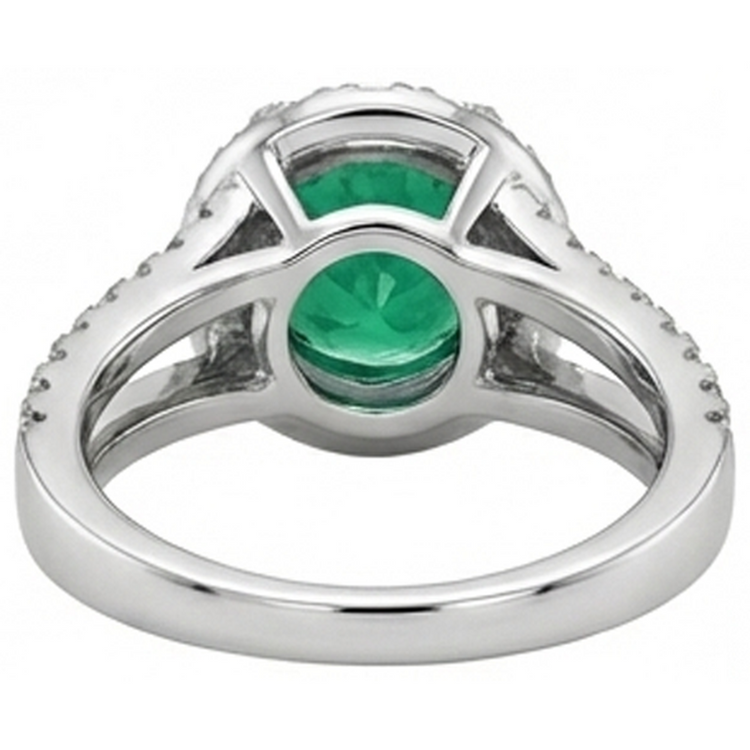 Coupe ronde 3.80 ct. Alliance Émeraude Vert Et Diamants Naturels Extraits des Mines ( et non cultivés en laboratoire ) Or Blanc 14K