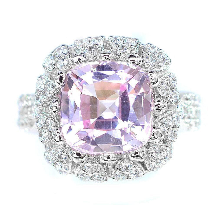 Asscher Cut Kunzite Diamond Ring Or Blanc 14K 16.50 Ct. - HarryChadEnt.FR