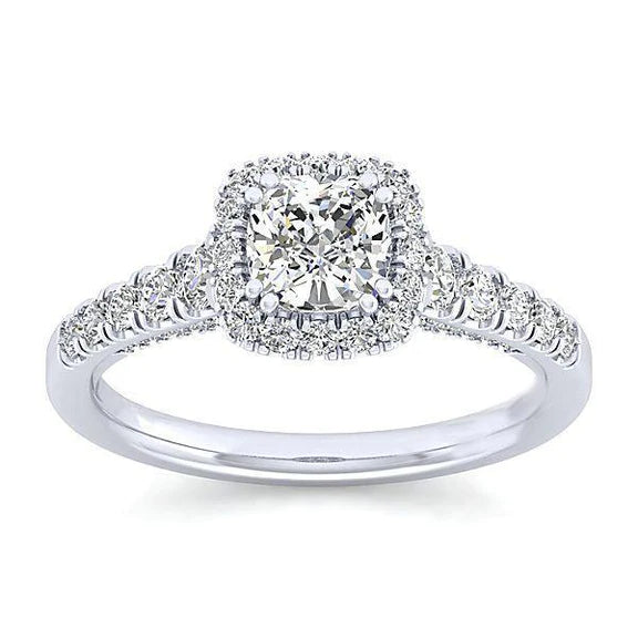 Coussin Et Rond 2.70 Ct. Anneau de Réel Diamant Halo