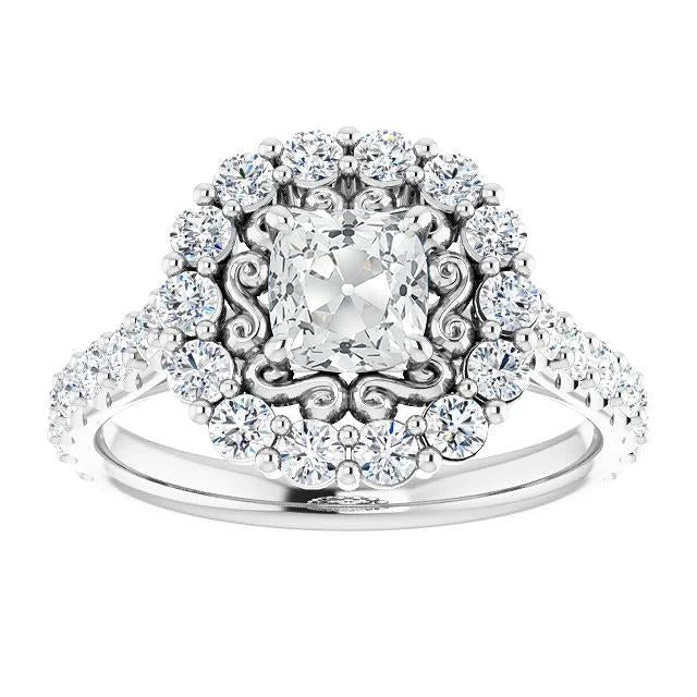 Coussin Halo Style Antique Ancienne Bague Européenne Véritable Diamant 6.50 Carats
