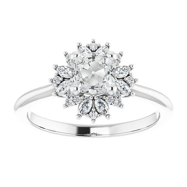 Coussin Halo Vieux Mineur Véritable Diamond Ring Star Style Bijoux En Or 5 Carats