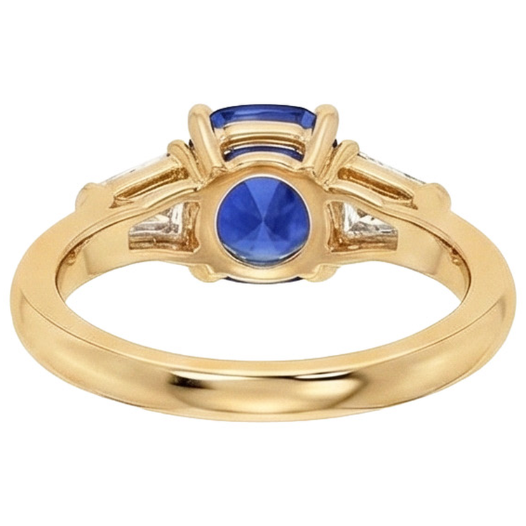 Coussin Saphir Ceylan Bleu Foncé & Bague Baguette Conique 9.50 Carats
