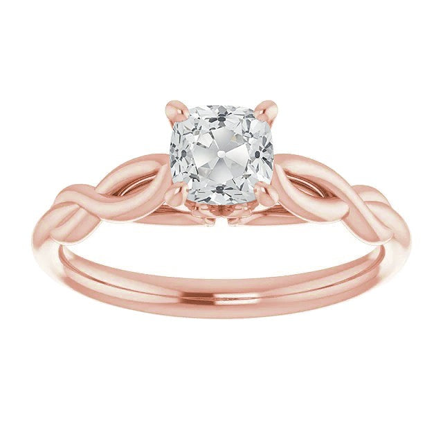 Coussin Solitaire Bague Réel Diamant Taille Vieille Mine Style Infini 3 Carats