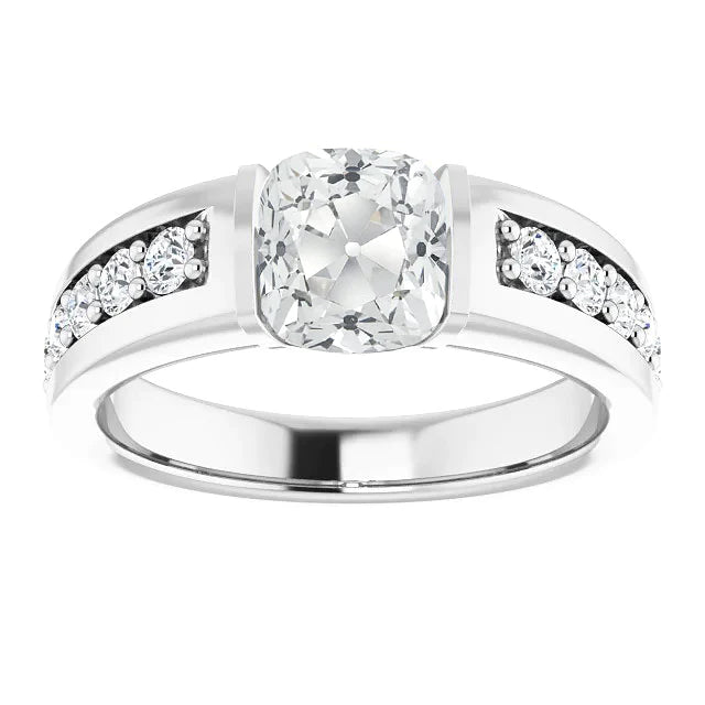 Coussin Vieux mineur Bague Réel Diamant Surface Griffe Or 4.25 Carats