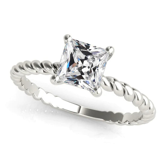 Coussin Vieux mineur Bague Solitaire Réel Diamant Style Corde 3 Carats