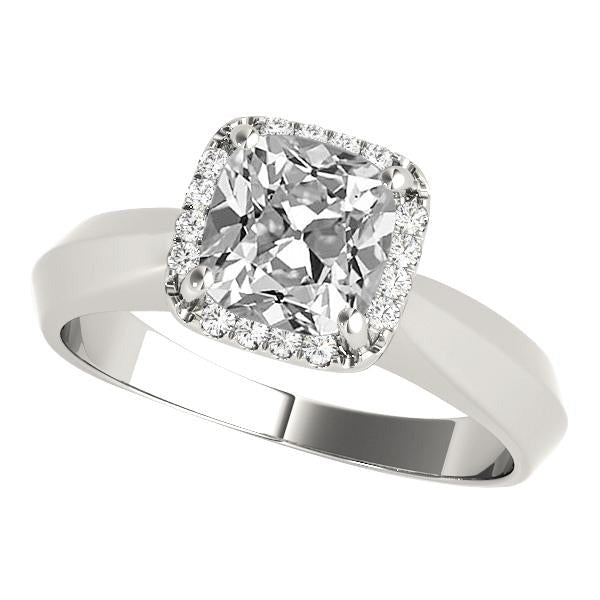 Coussin Vieux mineur Réel Diamond Halo Bague Anniversaire 5.25 Carats Bijoux