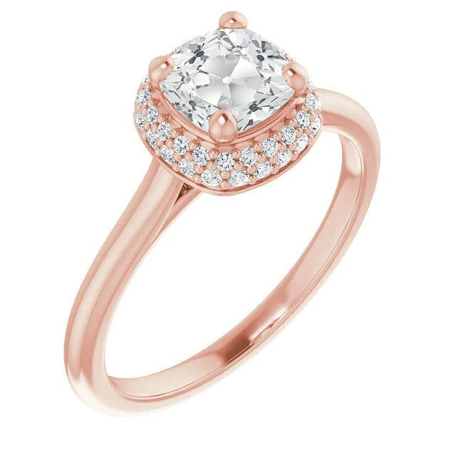 Coussin ancienne mine Cut Réel Diamond Halo Bague Sertie De Griffes 5 Carats