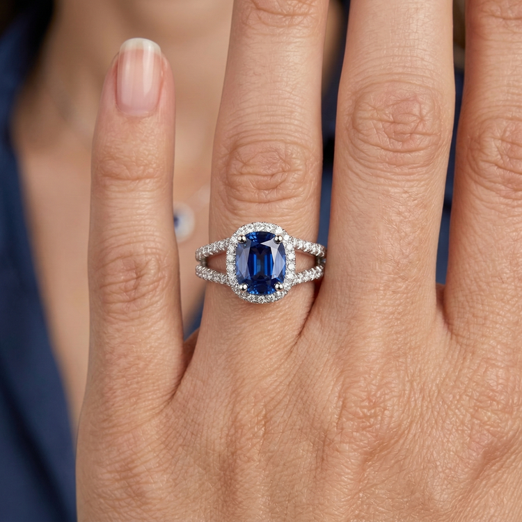 naturel round diamant 4.75carats bague avec accents diamants