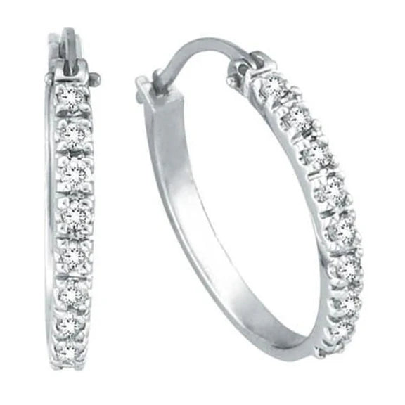 Créoles En Réel Diamant De 0,5 Carats En Or Blanc 14K