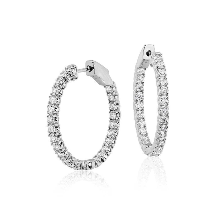 Créoles Pour Femmesavec 4,50 Carats De Véritable Diamants Ronds De Taille Brillante En Or Blanc