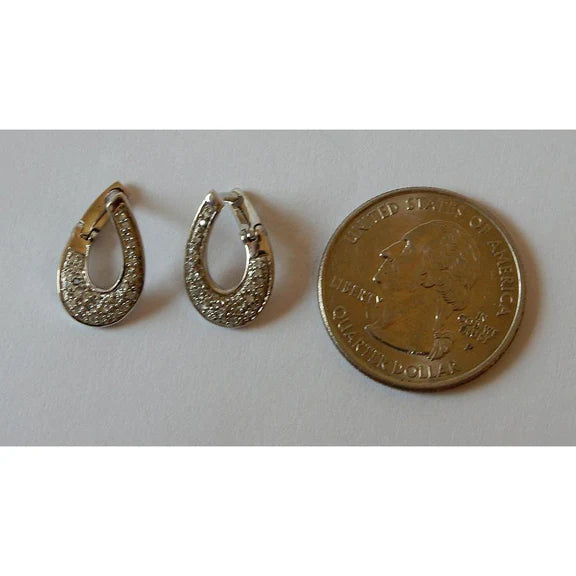 Créoles Réel Diamant Rond 1 Carats G/H VS1 Finition Or Blanc