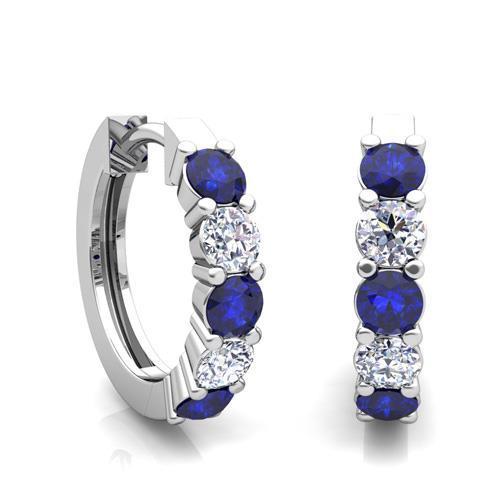 Créoles Saphirs Ronds Et Diamants