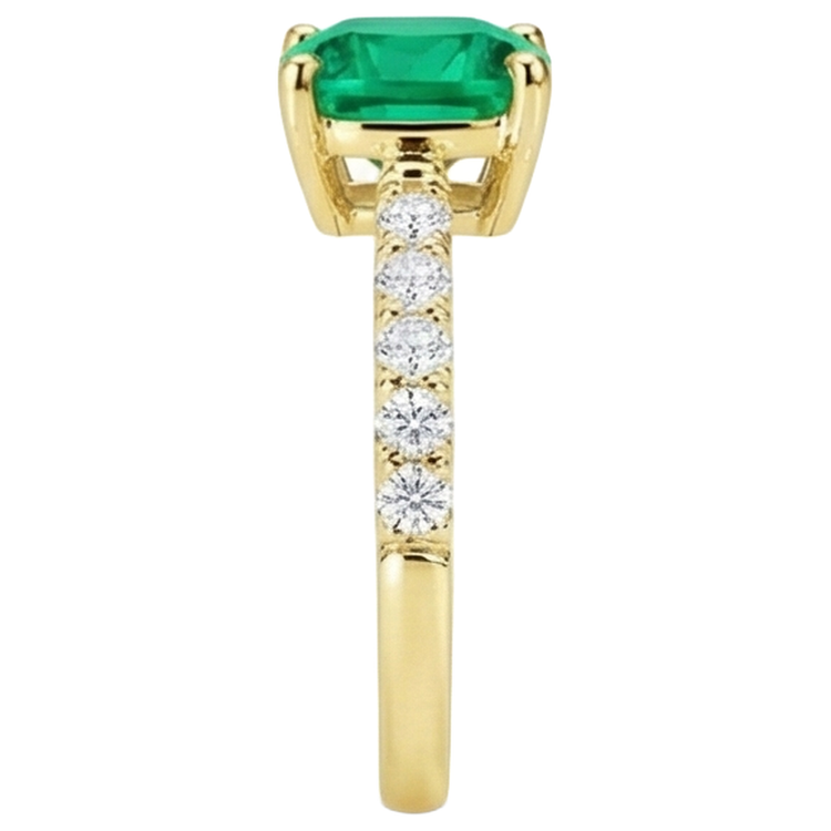 De luxe Émeraude Bague Pierre de Couleur 3 carats – vue arrière