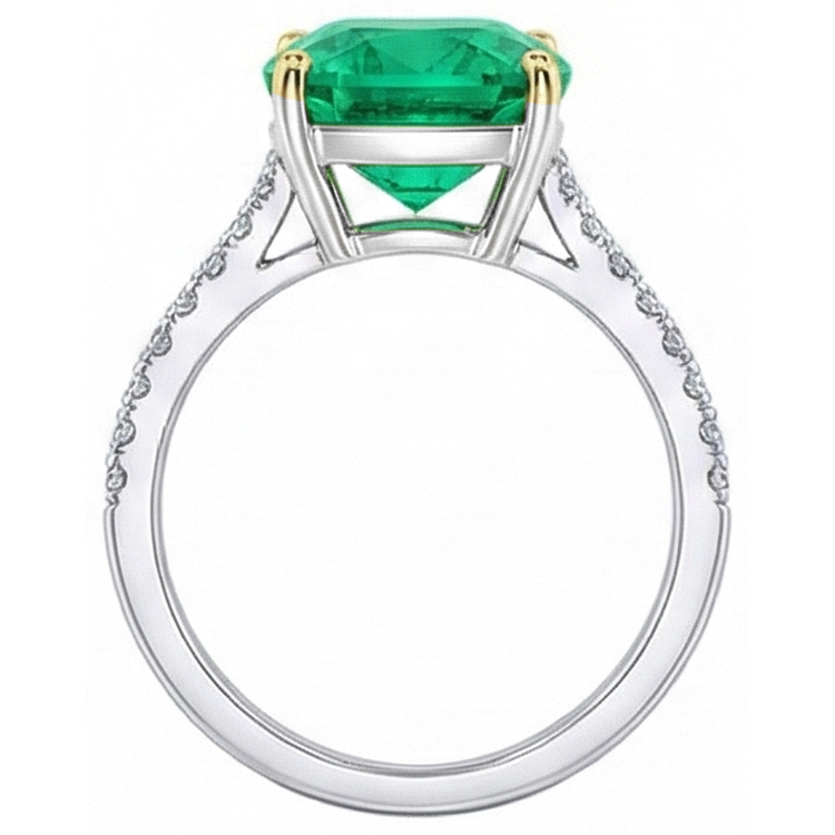 Émeraude Colombienne Bague avec Gemme 3,50 carats Or Deux Tons 14 Carats – vue de dessus