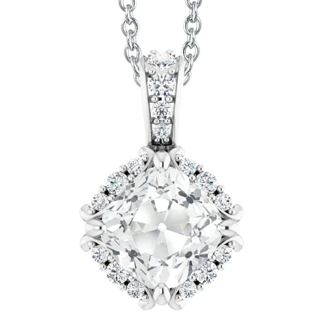 Taille Coussin Diamant bague en Or 14K Blanc – vue principale